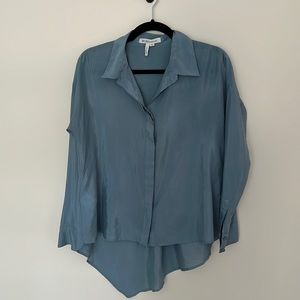 BCBGeneration Light Weight Button Up Blouse - Light Steal Blue